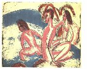 Ernst Ludwig Kirchner Tree bathers sitting on rocks oil painting on canvas